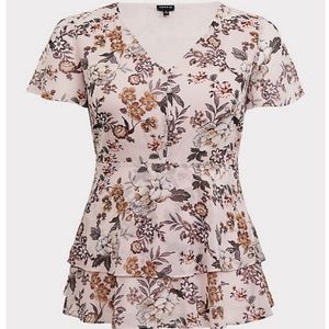 TORRID 2 Pink Chiffon Tiered Babydoll Top